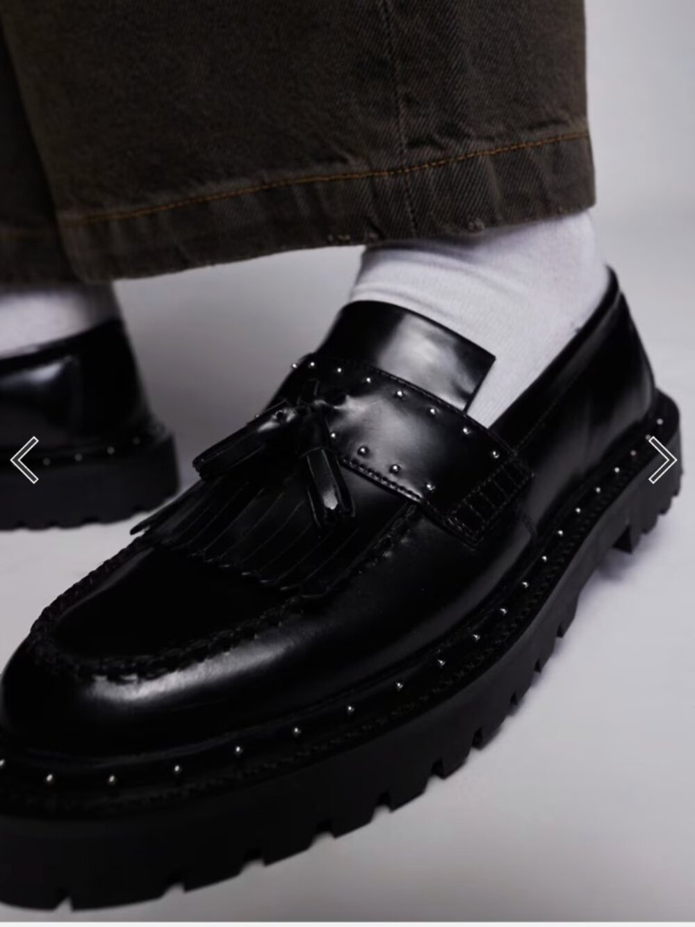 ASOS DESIGN Men's chunky black leather penny loafer, Size 8